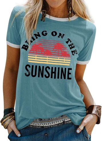 Nlife Bring On The Sunshine Graphic Long Sleeves Tees Blouses for Women Tops Sweaters for Women in Kuwait