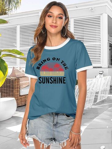 Nlife Bring On The Sunshine Graphic Long Sleeves Tees Blouses for Women Tops Sweaters for Women in Kuwait