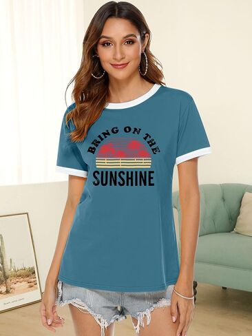 Nlife Bring On The Sunshine Graphic Long Sleeves Tees Blouses for Women Tops Sweaters for Women in Kuwait
