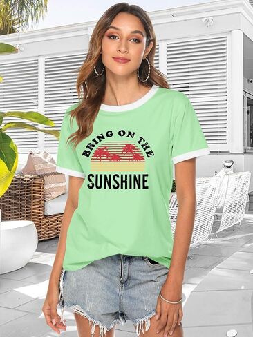 Nlife Bring On The Sunshine Graphic Long Sleeves Tees Blouses for Women Tops Sweaters for Women in Kuwait