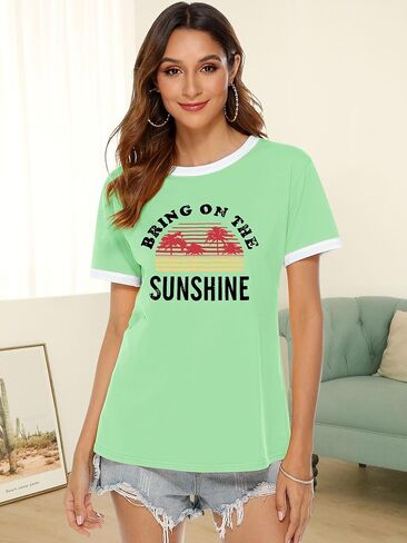 Nlife Bring On The Sunshine Graphic Long Sleeves Tees Blouses for Women Tops Sweaters for Women in Kuwait