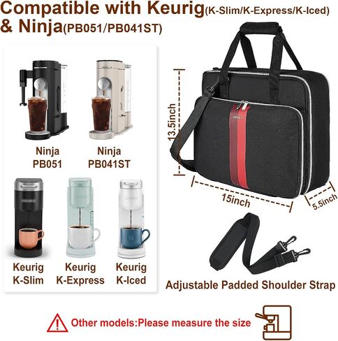 LEFOR·Z Coffee Maker Travel Bag Compatible with Keurig K-Mini/K-Mini Plus/Mate Plus,Single Serve Coffee Brewer Carrying Case with Multiple Pockets for K-Cup Pods & Accessories(Bag Only) in Kuwait