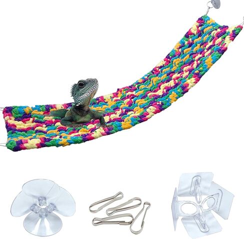 Bearded Dragon Hammock,Double Layer Reptile Hammock with Adhesive Hooks,Soft and Breathable Bearded Dragon Tank Accessories Hammock for Chameleons, Geckos,Snakes, Iguanas(Color) in Saudi Arabia