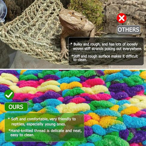 Bearded Dragon Hammock,Double Layer Reptile Hammock with Adhesive Hooks,Soft and Breathable Bearded Dragon Tank Accessories Hammock for Chameleons, Geckos,Snakes, Iguanas(Color) in Saudi Arabia