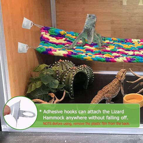 Bearded Dragon Hammock,Double Layer Reptile Hammock with Adhesive Hooks,Soft and Breathable Bearded Dragon Tank Accessories Hammock for Chameleons, Geckos,Snakes, Iguanas(Color) in Saudi Arabia