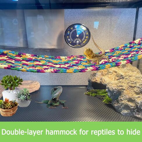 Bearded Dragon Hammock,Double Layer Reptile Hammock with Adhesive Hooks,Soft and Breathable Bearded Dragon Tank Accessories Hammock for Chameleons, Geckos,Snakes, Iguanas(Color) in Saudi Arabia