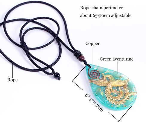 Day Day Up Phoenix Bird Pendant With Natural Agate Stone Necklace Orgone Pendant Rope Chain For Women Healing Crystal Jewelry Adjustable in Kuwait