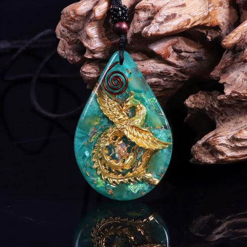 Day Day Up Phoenix Bird Pendant With Natural Agate Stone Necklace Orgone Pendant Rope Chain For Women Healing Crystal Jewelry Adjustable in Kuwait
