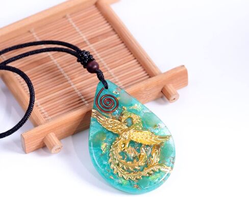Day Day Up Phoenix Bird Pendant With Natural Agate Stone Necklace Orgone Pendant Rope Chain For Women Healing Crystal Jewelry Adjustable in Kuwait