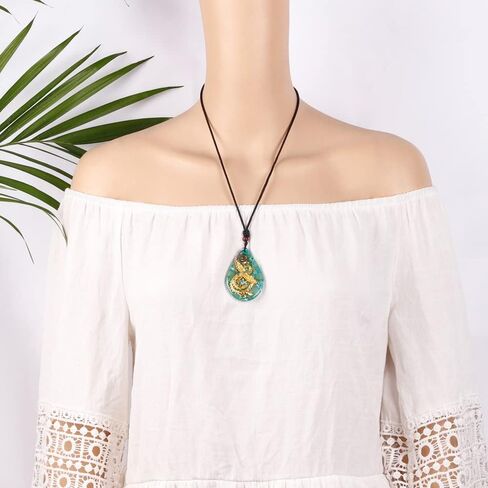 Day Day Up Phoenix Bird Pendant With Natural Agate Stone Necklace Orgone Pendant Rope Chain For Women Healing Crystal Jewelry Adjustable in Kuwait