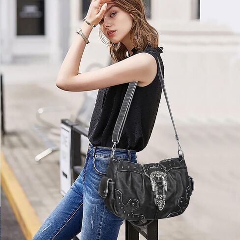 Angel Kiss Hobo Bags for Women Vegan Leather Purses and Handbags Ladies Chic Shoulder Bags Crossbody Purses with Metal Studs in Kuwait
