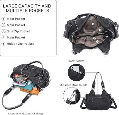 Angel Kiss Hobo Bags for Women Vegan Leather Purses and Handbags Ladies Chic Shoulder Bags Crossbody Purses with Metal Studs in Kuwait