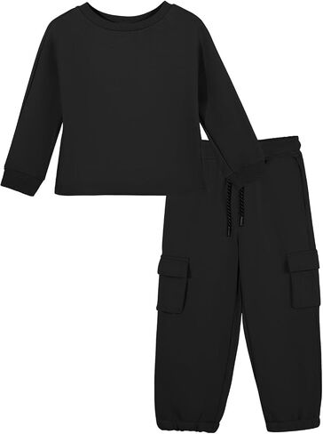 Haloumoning Toddler Baby Boy Clothes Little Boys Crewneck Sweatshirt Long Sleeve Shirt Cargo Pants Cute Fall Winter Outfits in Saudi Arabia