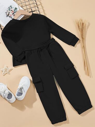 Haloumoning Toddler Baby Boy Clothes Little Boys Crewneck Sweatshirt Long Sleeve Shirt Cargo Pants Cute Fall Winter Outfits in Saudi Arabia