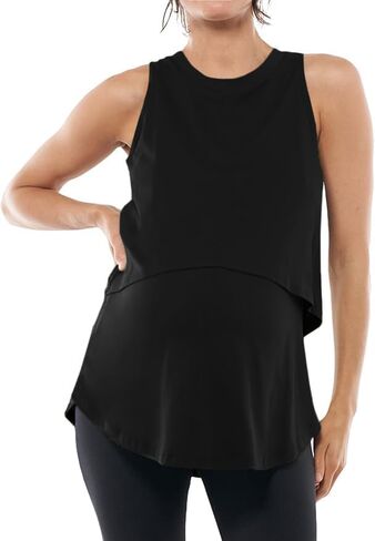 ZDC Women's Maternity Nursing Tank Tops Sleeveless Double Layer Breastfeeding Shirts Summer Pregnancy Clothes in Kuwait
