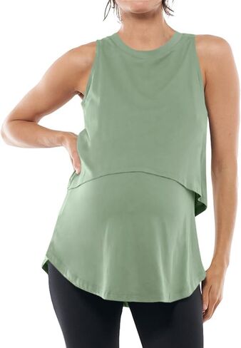 ZDC Women's Maternity Nursing Tank Tops Sleeveless Double Layer Breastfeeding Shirts Summer Pregnancy Clothes in Saudi Arabia