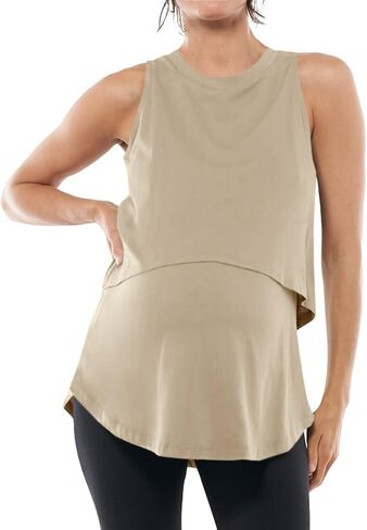 ZDC Women's Maternity Nursing Tank Tops Sleeveless Double Layer Breastfeeding Shirts Summer Pregnancy Clothes in Saudi Arabia