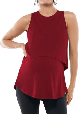 ZDC Women's Maternity Nursing Tank Tops Sleeveless Double Layer Breastfeeding Shirts Summer Pregnancy Clothes in Saudi Arabia