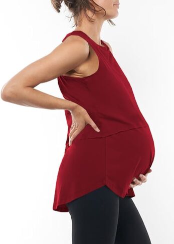 ZDC Women's Maternity Nursing Tank Tops Sleeveless Double Layer Breastfeeding Shirts Summer Pregnancy Clothes in Saudi Arabia