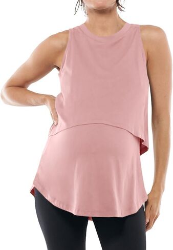 ZDC Women's Maternity Nursing Tank Tops Sleeveless Double Layer Breastfeeding Shirts Summer Pregnancy Clothes in Saudi Arabia