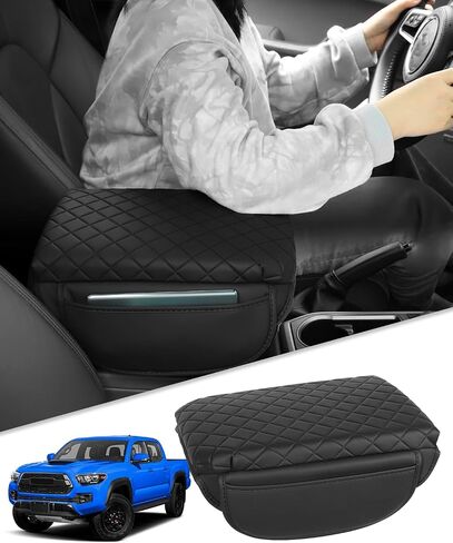 for Toyota Tacoma Center Console Cover Armrest Cover Tacoma Accessories 2005-2015 Black Console Cushion Lid Protector with Pockets in Saudi Arabia