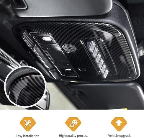 Jimen Compatible with Ford Bronco 2021-2023, Car Top Front Reading Light Panel Cover Trim (Carbon Fiber) in Saudi Arabia