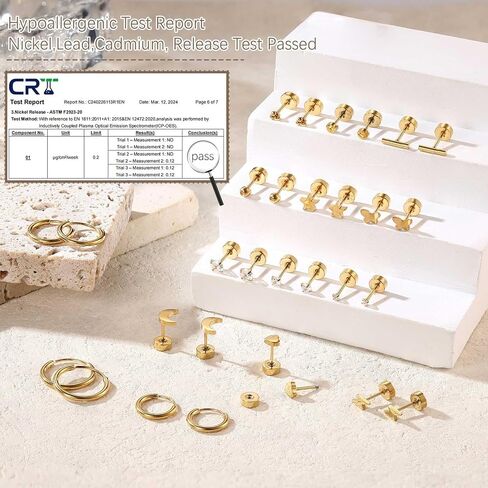 Jstyle Hypoallergenic Surgical Steel Earrings for Sensitive Ears 14K Gold Flat Back Stud Earrings for Women Men Small Stainless Steel Stud Hoop Screw Back Cartilage Earring Set for Multiple Piercing in Saudi Arabia