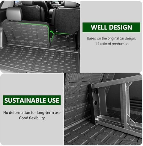 7&8 Seats Cargo Mat Compatible with 2018-2024 Chevy Traverse Trunk Liner Backrest Mat Replacement for 2018-2024 Chevy Traverse Accessories(2018-2024,Cargo Mat+Backrest Mat) in Kuwait