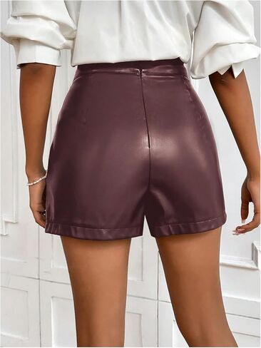 Milumia Women's PU Leather Split Hem Skort High Waisted Wrap Zipper Mini Skirts Skorts in Saudi Arabia