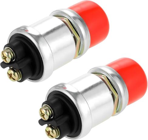 2 PCS Push Button Momentary Starter Switch, 12V/24V Horn Engine Start Switch Replacement, Waterproof Momentary Switch Starter for Truck Tractor Marine Boat, Car Accessories (Black) in Saudi Arabia