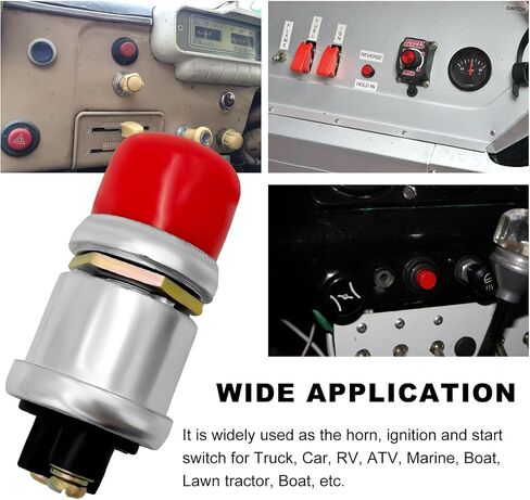 2 PCS Push Button Momentary Starter Switch, 12V/24V Horn Engine Start Switch Replacement, Waterproof Momentary Switch Starter for Truck Tractor Marine Boat, Car Accessories (Black) in Saudi Arabia