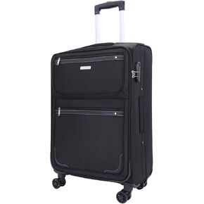 KYME Carry on Luggage Softside 22x14x9 Airline Approved Suitcases with Double Spinner Wheels Travel Rolling Luggage Red