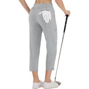 LastFor1 Women's Golf Pants High Waisted Water Resistant UPF 50+ 7/8 Ankle Pants with Pockets Lightweight Athletic Casual