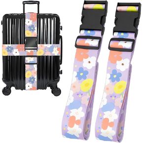 Greenstone Style Luggage Straps for Suitcases, Adjustable Luggage Travel Belt to Keep Luggage Security While Travel, Strong Polyester Fabric, Easy-to-Recognize Stylish Design Travel Essentials, 2 Pack
