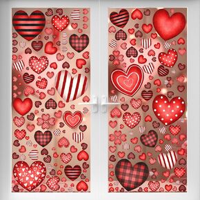 Geyoga 211 Pcs 6 Sheets Valentine's Day Window Clings Double Sided Red Love Heart Window Stickers Valentine Stickers Love Hearts Valentines Day Decals for Home Wedding Anniversary Party Supplies