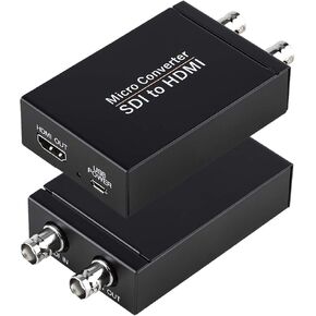 HDMI to SDI Converter, HDMI in Two SDI Output SD HD 3G-SDI Video Adapter Auto Format Detection Video Converter Stereo Audio Embedder for Camera