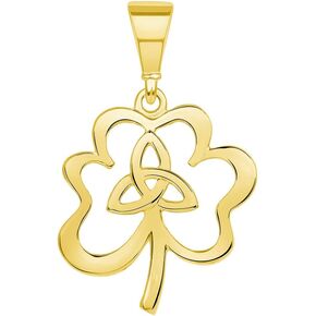 14k Yellow Gold Trinity Triquetra Celtic Knot Three-Leaf Clover Pendant