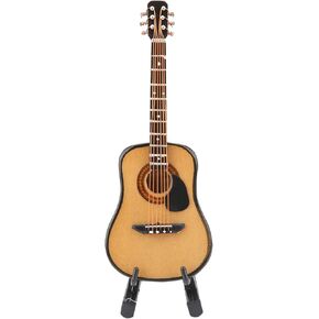 Miniature Guitar Model, Mini Wooden Guitar Ornament Small Fondant Guitar Cake Topper Decorations Guitar Craft Model for Adults, Musical Instruments Birthday Gift for Family (10CM)