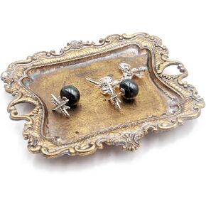 Funly mee Small Antique Trinket Dish Vintage Gold Jewelry Tray, Ring Holder