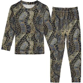 ALAZA Snake Skin Print Gold Pajama Set Pijamas Para Niños Long Sleeve Sleepwear