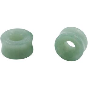 NewZenro Green Aventurine Hollow Natural Organic Stone Ear Plugs Gauges Tunnel Expanders Stretcher Saddle Double Flared Flesh Earrings for Women Men Fashion Piercings Body Jewelry Gift