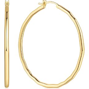 14K Gold Hoops Earrings for Women, Gold Hoop Womens Earrings, Round-edge Design, Minimalist Gold Hoop Earrings for Women Sensitive Ears Hypoallergenic,Gold Jewelry 35mm 45mm
