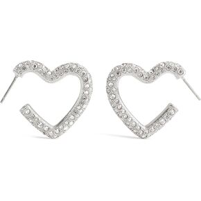 COACH Womens Pavé Heart Hoop Earrings