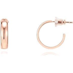 PAVOI 14K Gold Plated Wide Flat Edge Hoop Earrings for Women | Rose, White and Yellow Gold Hoops | Hypoallergenic Jewelry