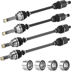 Front Rear CV Axle with Bearing for Polaris Ranger RZR 4 800 2010-2013, Ranger RZR S 800 2009 2010 2011 2012 2013 2014 1332637, 1332883 - Full Set