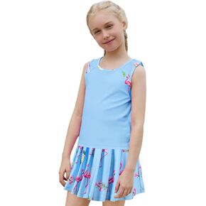 MODAFANS Girls Tennis Golf Pickball Dress Athletic Outfits Kids Tank Top and Skorts Sets