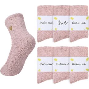 6 Pair Fuzzy Socks Bridesmaid Proposal Gifts Cozy Soft Fluffy Slipper Socks Wedding Party Favors for Women and Girls