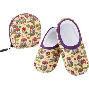 Snoozies Skinnies Slippers for Women - Non-Slip Slippers with Lightweight and Soft Sherpa Lining - Foldable Travel Sippers - Primary