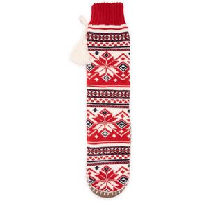 MUK LUKS Women's Tassel Slipper Sock (1 Pair Pack), Red, L/XL