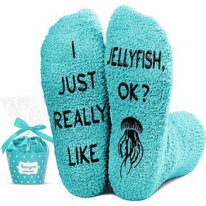 HAPPYPOP Jellyfish Gifts for Women - Ocean Marine Biology Gifts Socks Teens Girls, Animal Lover Gifts Jellyfish Ocean Socks